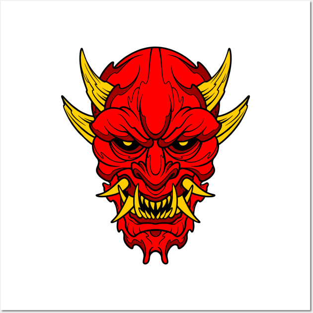 demon oni mask Wall Art by TOSSS LAB ILLUSTRATION